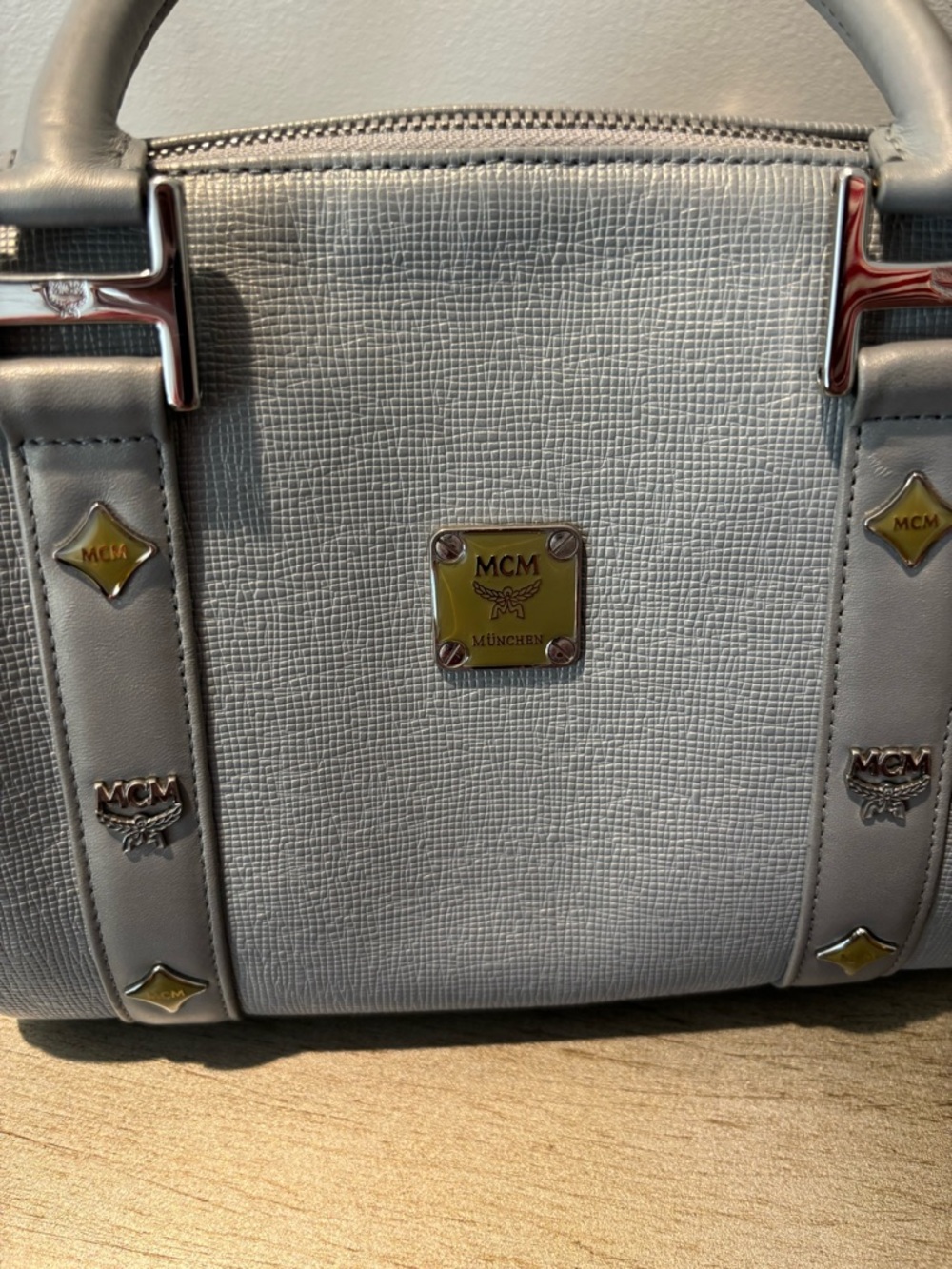 Rare MCM Silver Textured Leather Satchel bag with Silver accents! - Picture 11 of 12